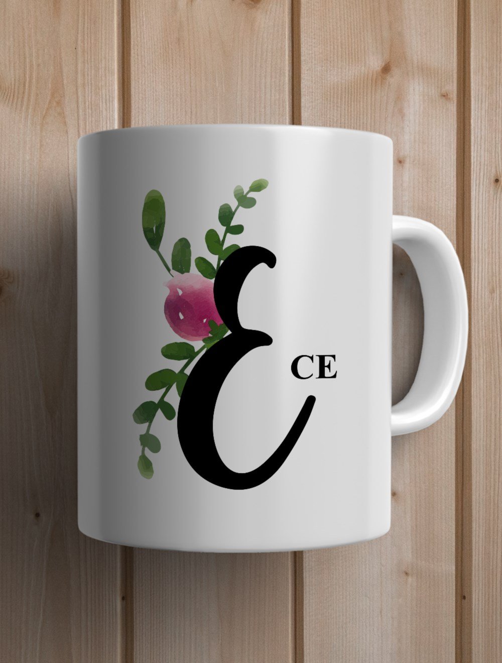 Harfli KupalarE BAŞ HARFLİ ÇİÇEK TASARIM KUPA