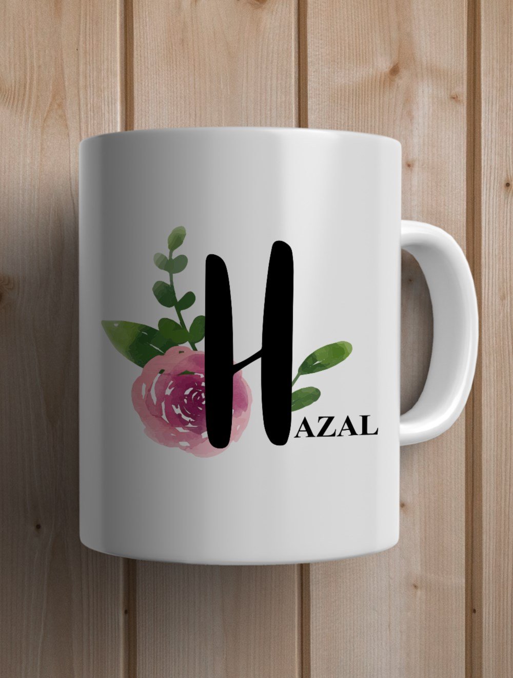 Harfli KupalarH BAŞ HARFLİ ÇİÇEK TASARIM KUPA