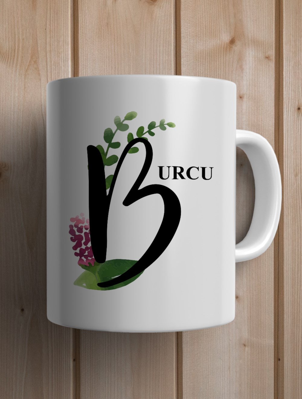 Harfli KupalarB BAŞ HARFLİ ÇİÇEK TASARIM KUPA