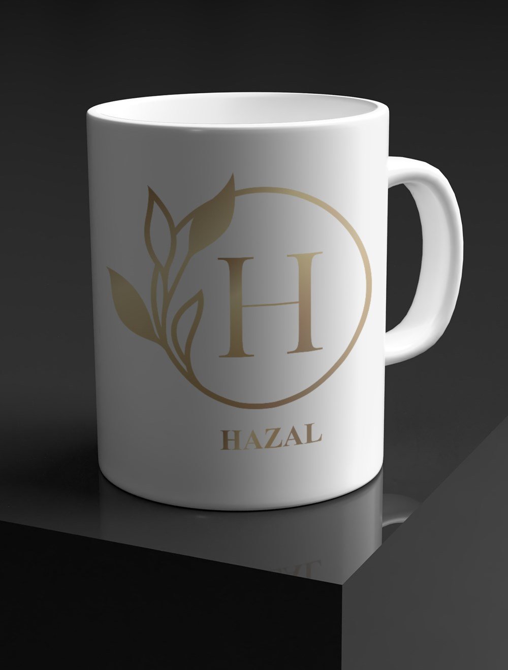 Harfli KupalarH BAŞ HARFLİ GOLD TASARIM KUPA