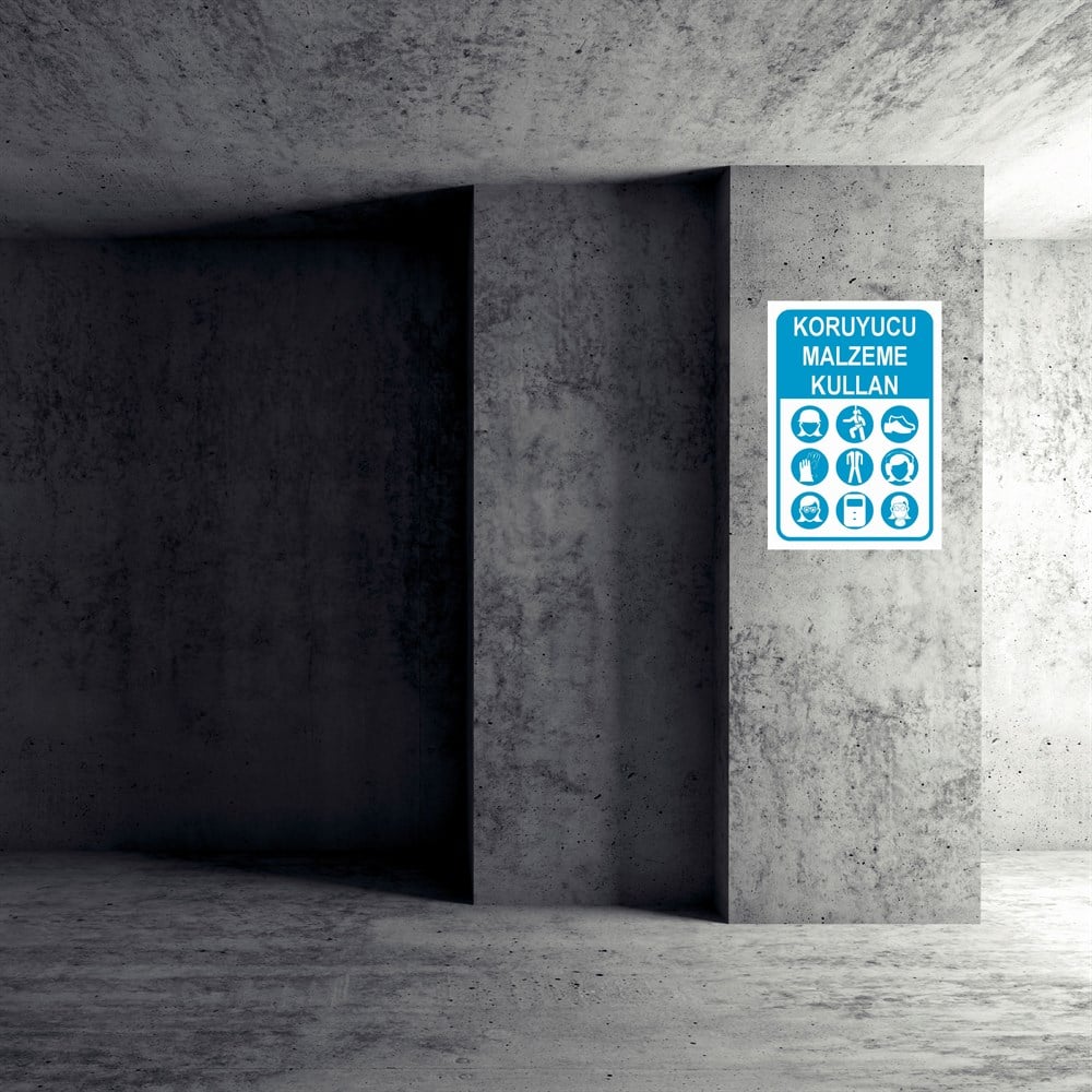 Koruyucu Malzeme Uyarı LevhalarıKORUYUCU MALZEME KULLAN KADIN FİGÜRLÜ İŞ GÜVENLİĞİ UYARI LEVHASI