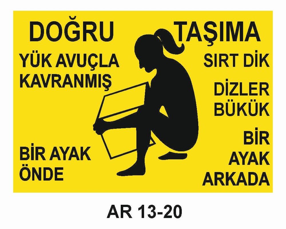 Yük Uyarı LevhalarıDOĞRU TAŞIMA KADIN FİGÜRLÜ İŞ GÜVENLİĞİ UYARI LEVHASI
