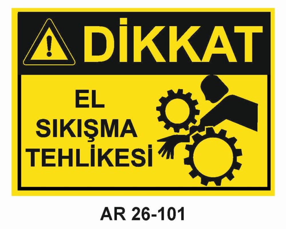 Makina Uyarı LevhalarıEL SIKIŞMA TEHLİKESİ İŞ GÜVENLİĞİ UYARI LEVHASI