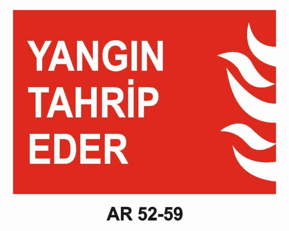 YANGINLA MÜCADELEYANGIN TAHRİP EDER İŞ GÜVENLİĞİ UYARI LEVHASI