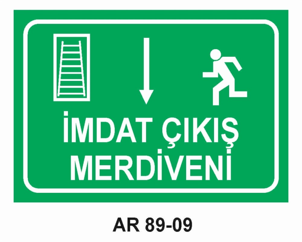 ACİL ÇIKIŞİMDAT ÇIKIŞ MERDİVENİ-4  İŞ GÜVENLİĞİ UYARI LEVHASI