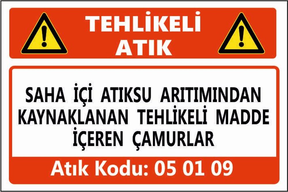 Tehlikeli AtıklarSAHA İÇİ ATIKSU ARITIMINDAN KAYNAKLANAN TEHLİKELİ MADDE İÇEREN ÇAMURLAR