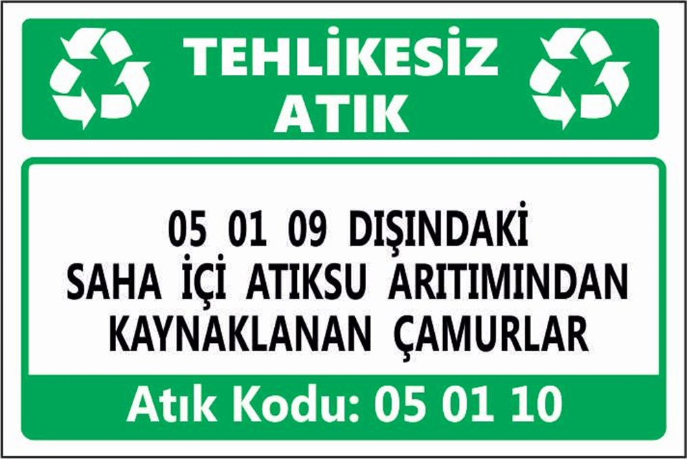 Tehlikeli Atıklar05 01 09 DIŞINDAKİ SAHA İÇİ ATIKSU ARITIMINDAN KAYNAKLANAN ÇAMURLAR