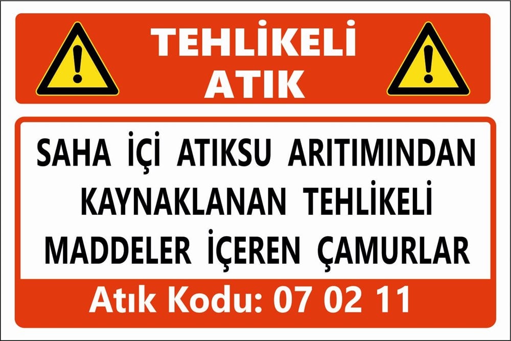 Tehlikeli AtıklarSAHA İÇİ ATIKSU ARITIMINDAN KAYNAKLANAN TEHLİKELİ MADDELER İÇEREN ÇAMURLAR