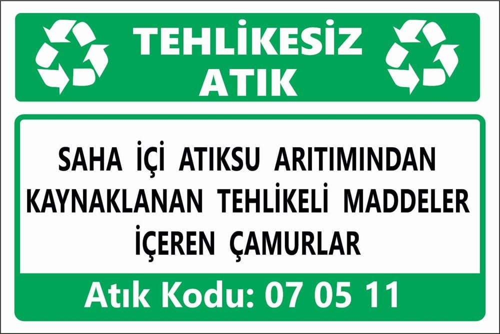 Tehlikeli AtıklarSAHA İÇİ ATIKSU ARITIMINDAN KAYNAKLANAN TEHLİKELİ MADDELER İÇEREN ÇAMURLAR
