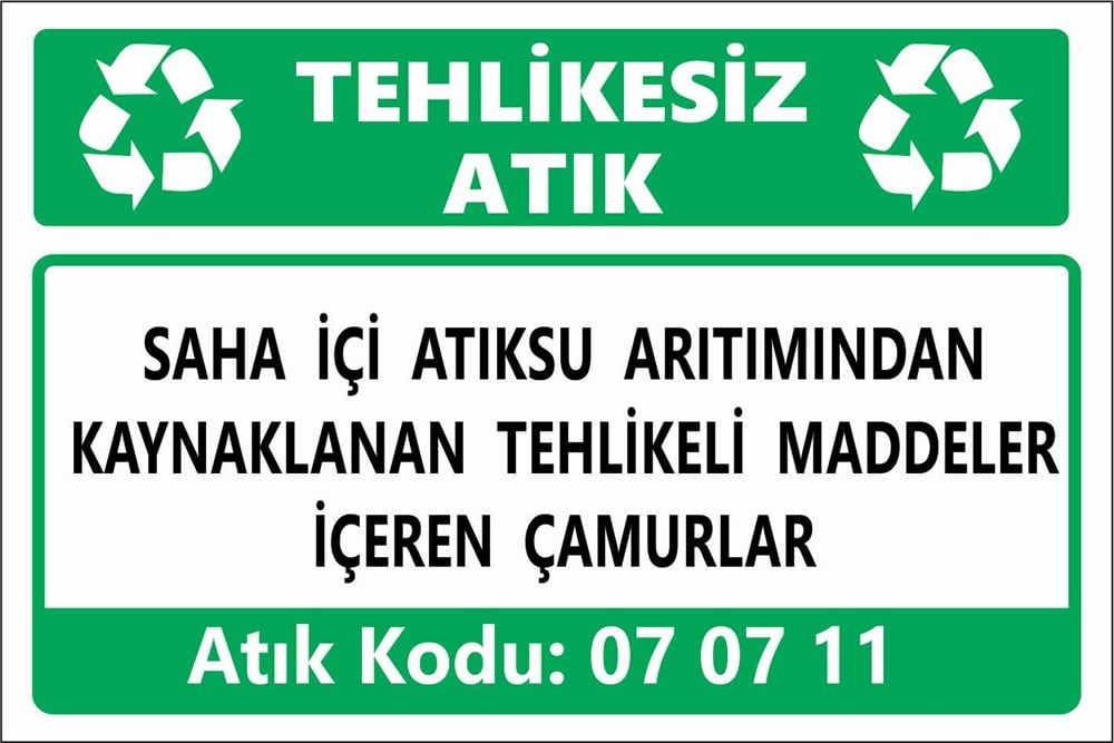 Tehlikeli AtıklarSAHA İÇİ ATIKSU ARITIMINDAN KAYNAKLANAN TEHLİKELİ MADDELER İÇEREN ÇAMURLAR