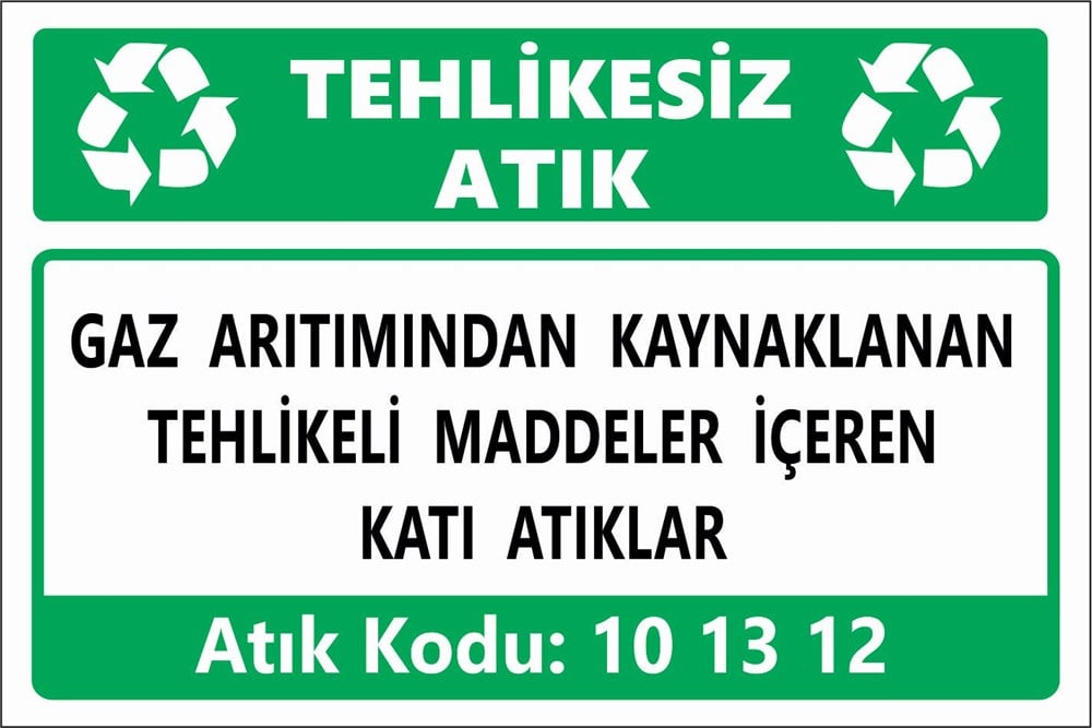 Atık TabelalarıGAZ ARITIMINDAN KAYNAKLANAN TEHLİKELİ MADDELER İÇEREN KATI ATIKLAR
