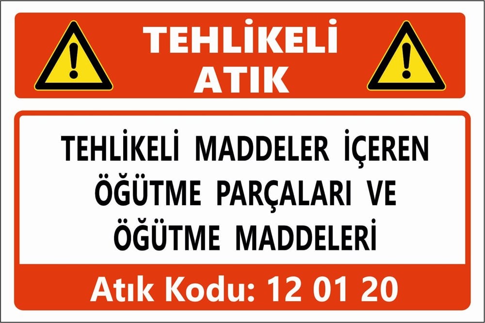 Atık TabelalarıTEHLİKELİ MADDELER İÇEREN ÖĞÜTME PARÇALARI VE ÖĞÜTME MADDELERİ