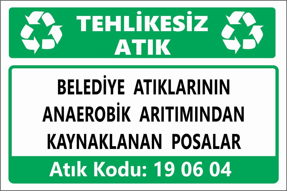 Atık TabelalarıBELEDİYE ATIKLARININ  ANAEROBİK ARITIMINDAN KAYNAKLANAN POSALAR