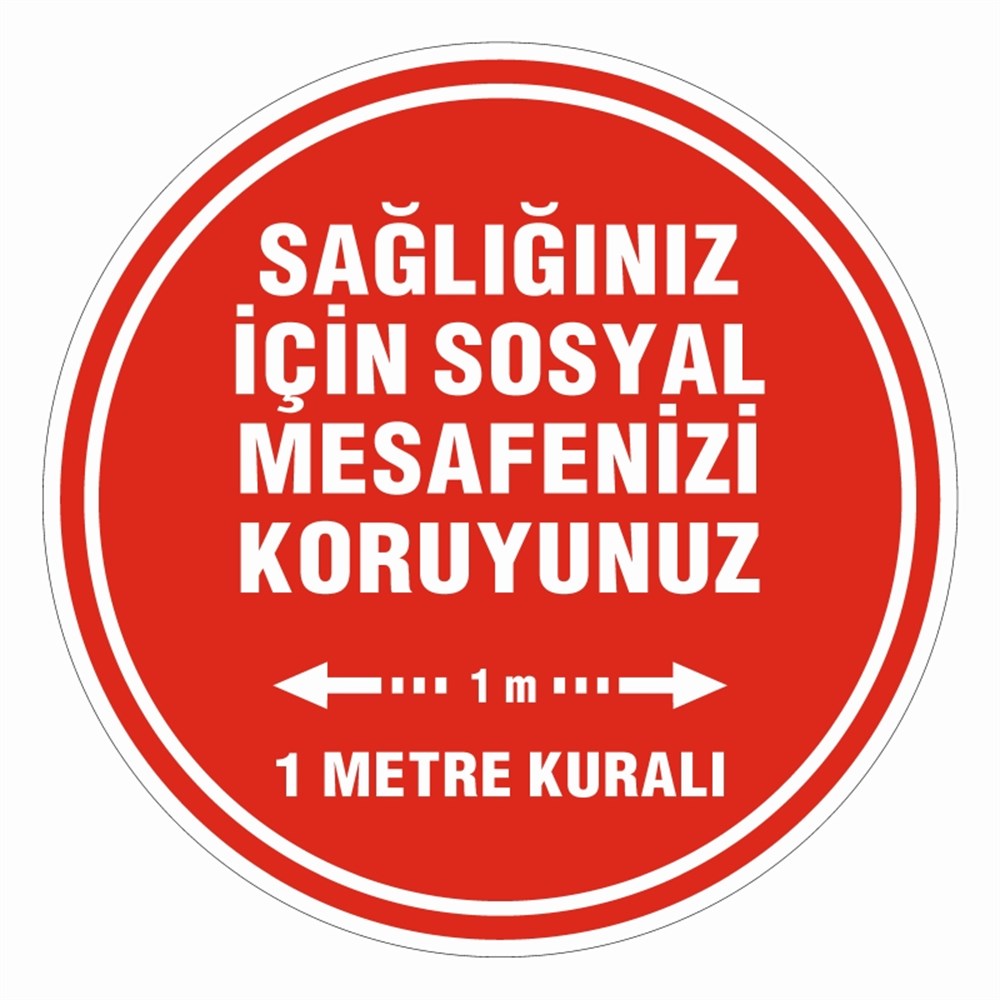 UYARI STICKERLARISAĞLIĞINIZ İÇİN SOSYAL MESAFENİZİ KORUYUNUZ UYARI ZEMİN STİCKER