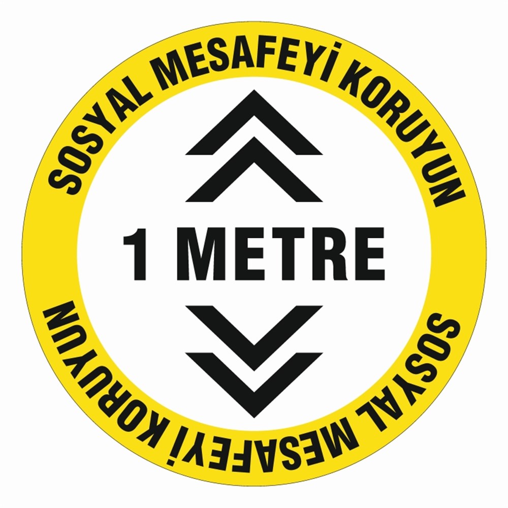 UYARI STICKERLARISOSYAL MESAFEYİ KORUYUN 1 METRE UYARI ZEMİN STİCKER