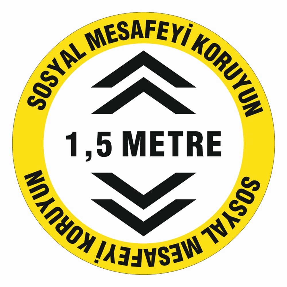 UYARI STICKERLARISOSYAL MESAFEYİ KORUYUN 1,5 METRE UYARI ZEMİN STİCKER