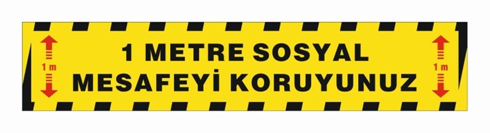 UYARI STICKERLARI1 METRE SOSYAL MESAFEYİ KORUYUNUZ UYARI ZEMİN STICKER