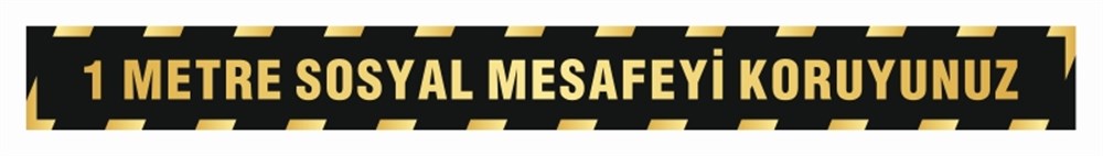 UYARI STICKERLARI1 METRE SOSYAL MESAFEYİ KORUYUNUZ SİYAH UYARI ZEMİN STICKER