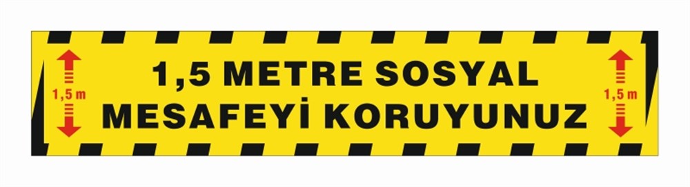 UYARI STICKERLARI1,5 METRE SOSYAL MESAFEYİ KORUYUNUZ UYARI ZEMİN STICKER