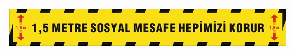 UYARI STICKERLARI1,5 METRE SOSYAL MESAFEYİ KORUYUNUZ 75 cm UYARI ZEMİN STICKER