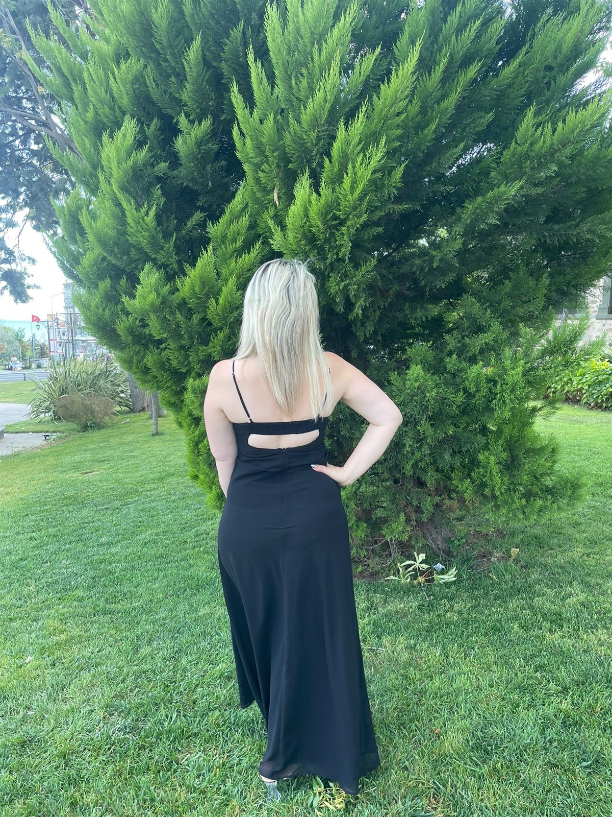 Boho Sırtı Bağlı Şifon Askılı Elbise