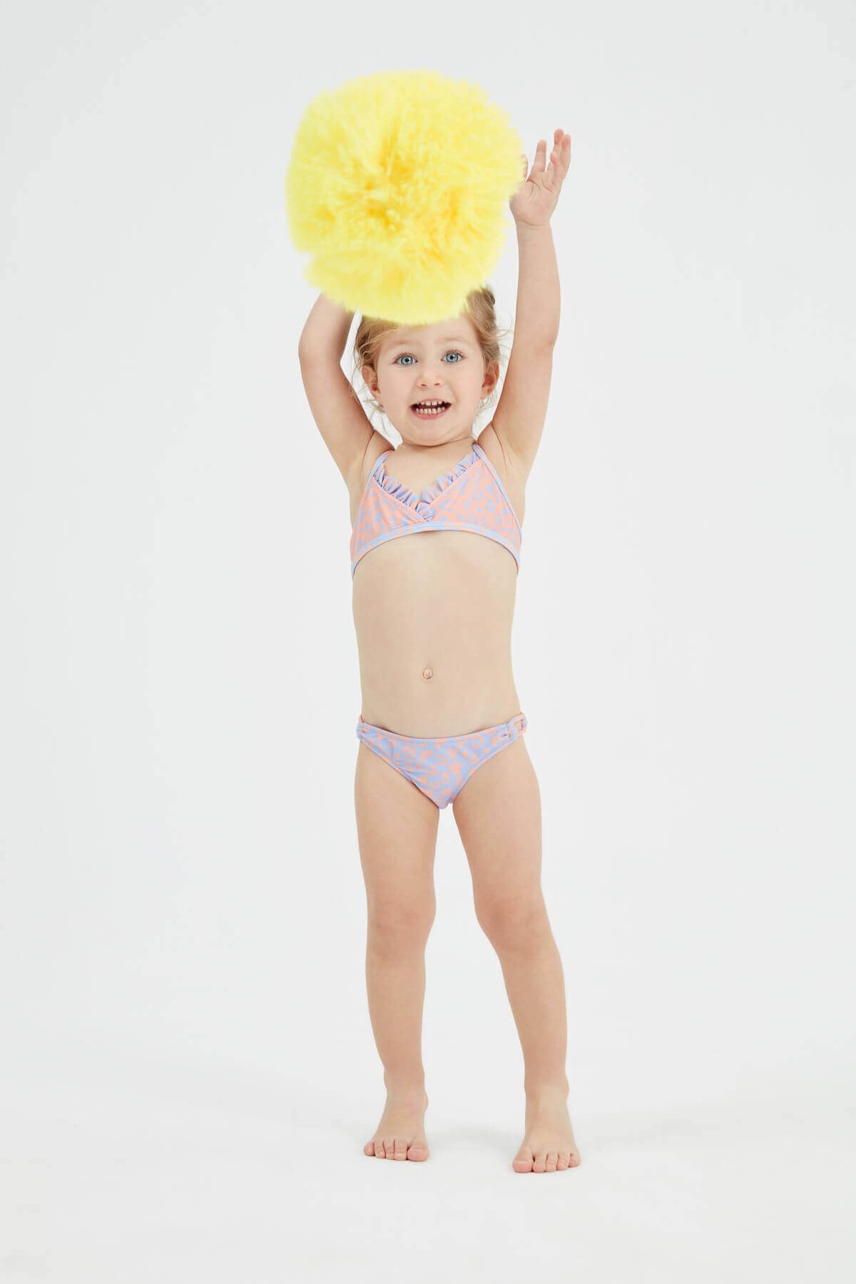 Amy - Somon ve lila leopar desenli çocuk bikini