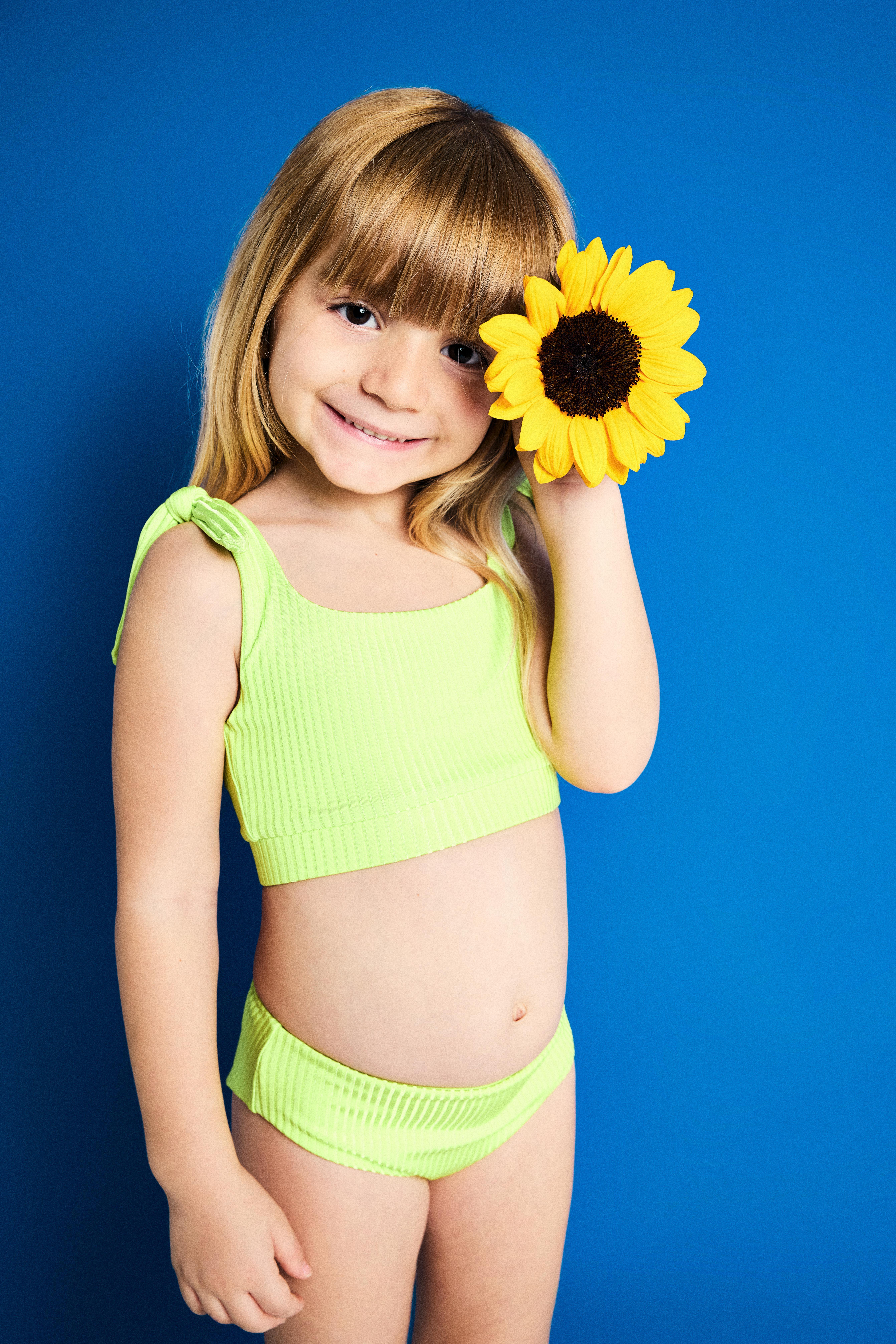 Emma - Yeşil Bikini Takımı Kendinden Çizgili