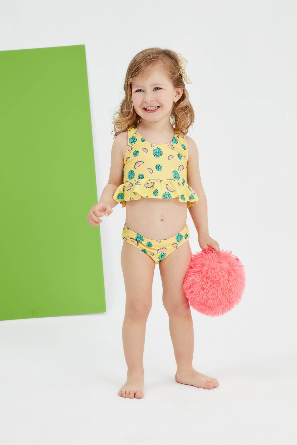 Fanny - Karpuz desenli sarı çocuk bikini