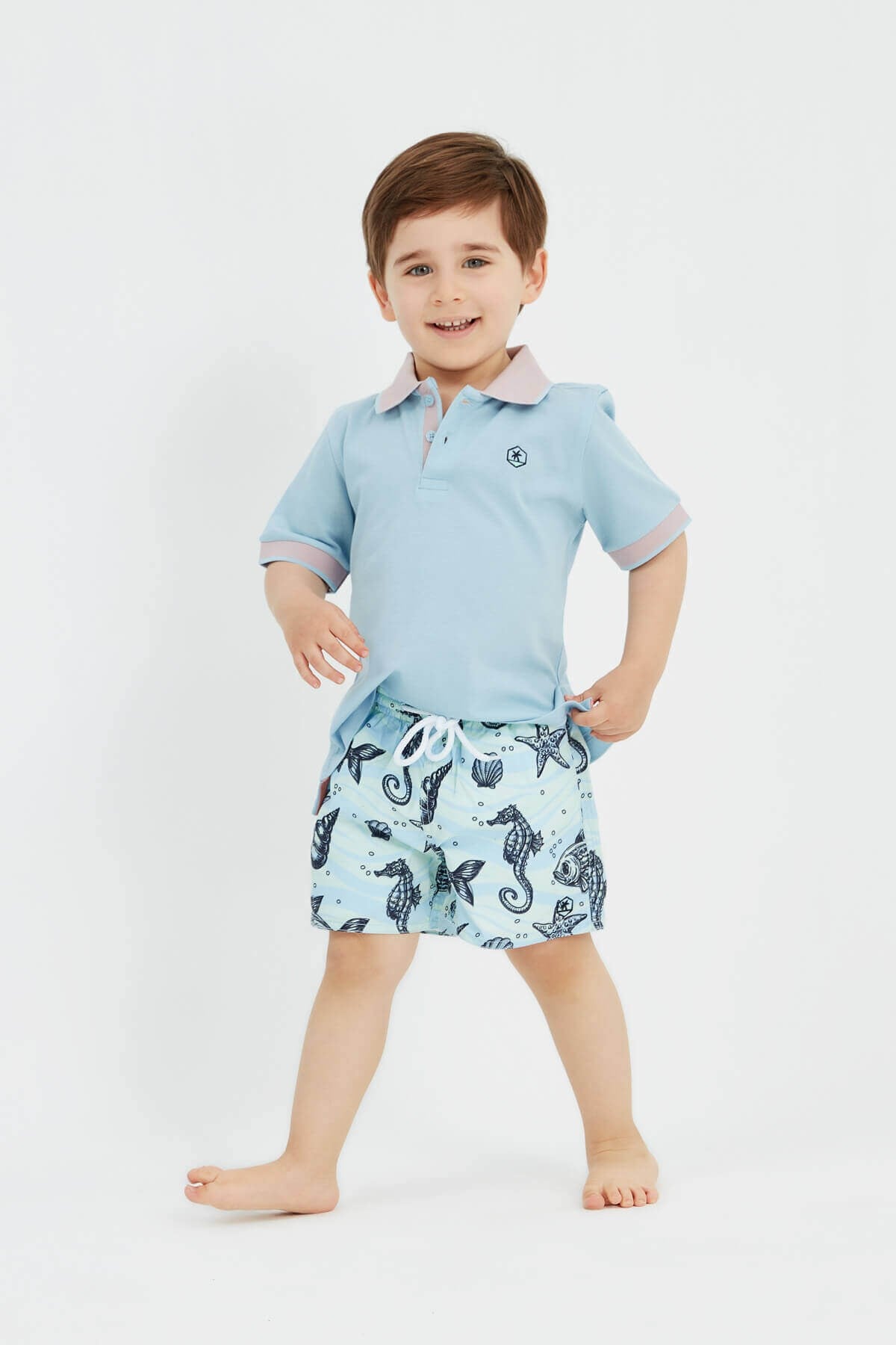 Lue Kids - Desenli çocuk deniz şortu