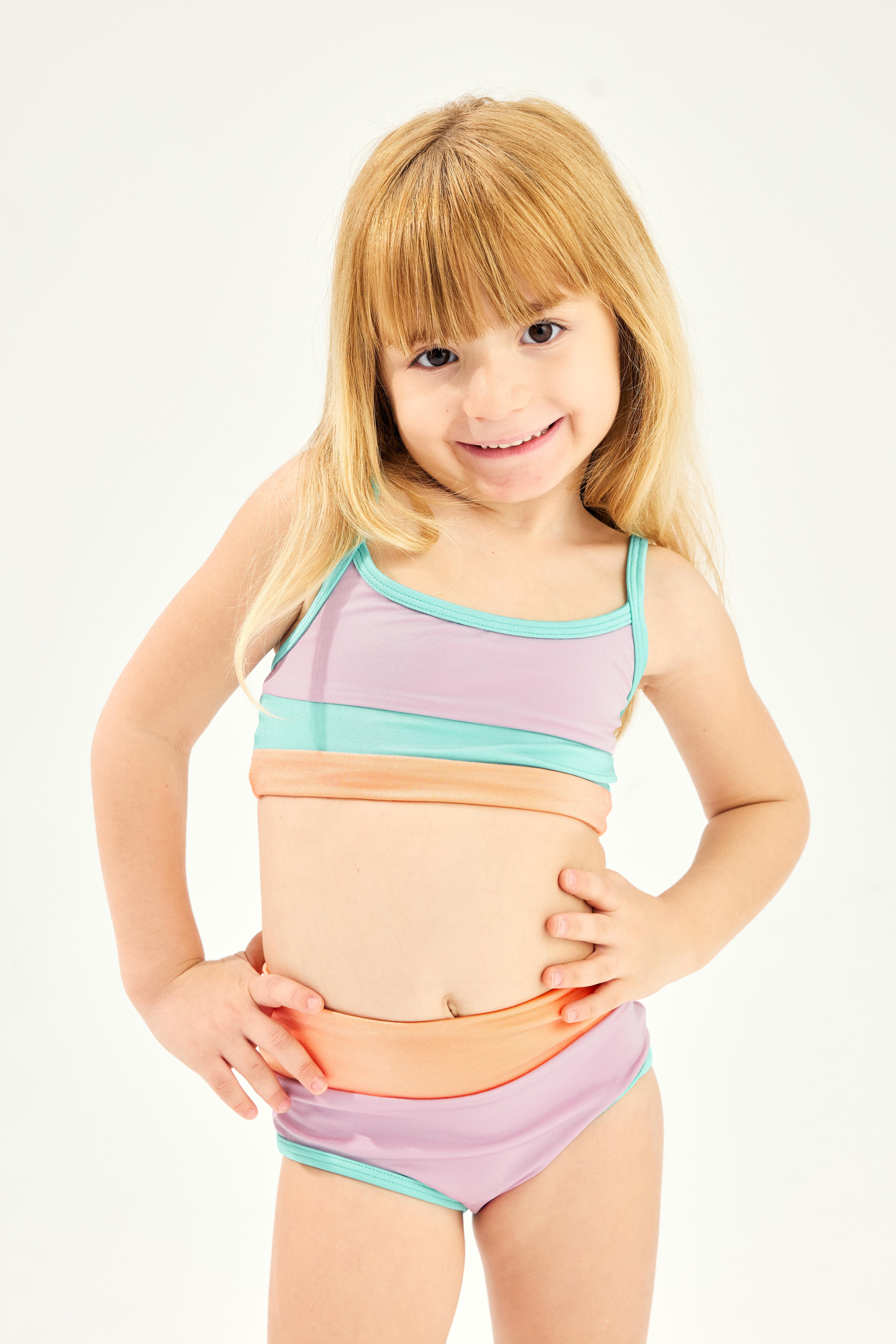 Rio Mor Turuncu Yeşil Çocuk Bikini Takımı