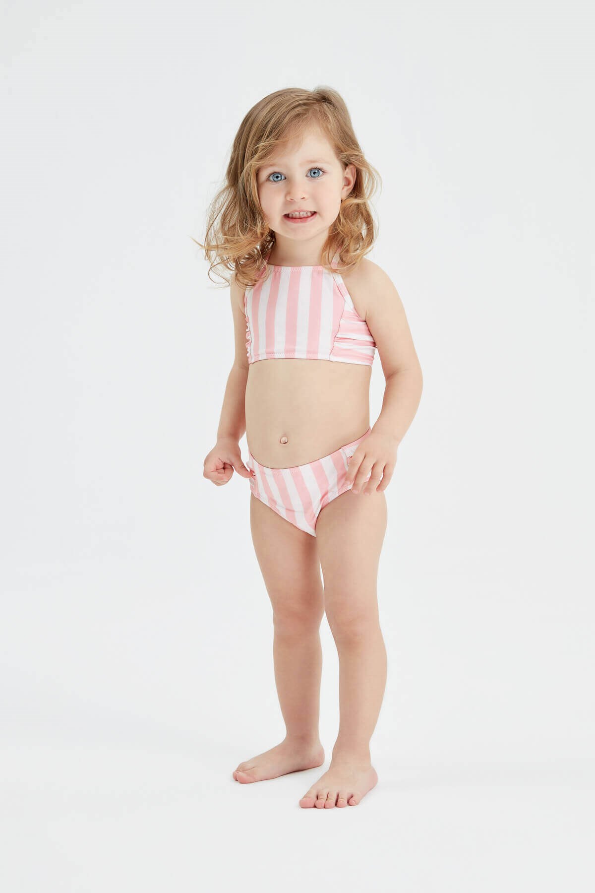 Lorine - Pembe çizgili çocuk bikini