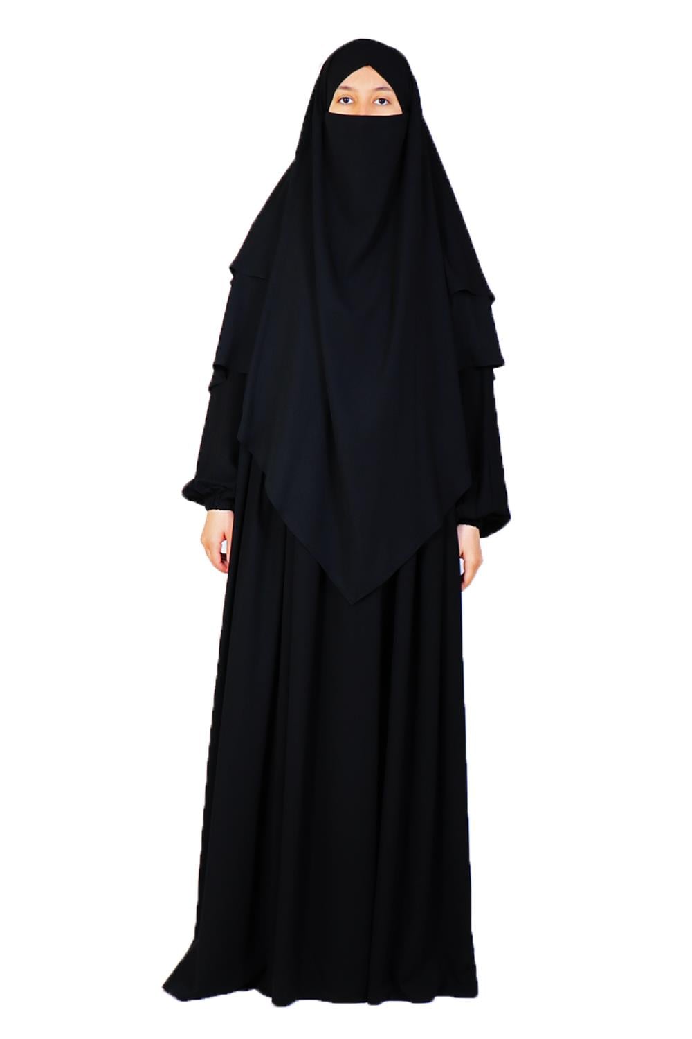 siyah-robali-elbise-sufle-takim-kollu-lastikli-manset-normal-soft-krep