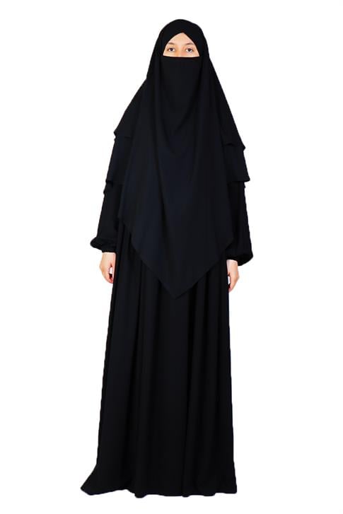 siyah-robali-elbise-sufle-takim-kollu-lastikli-manset-normal-soft-krep