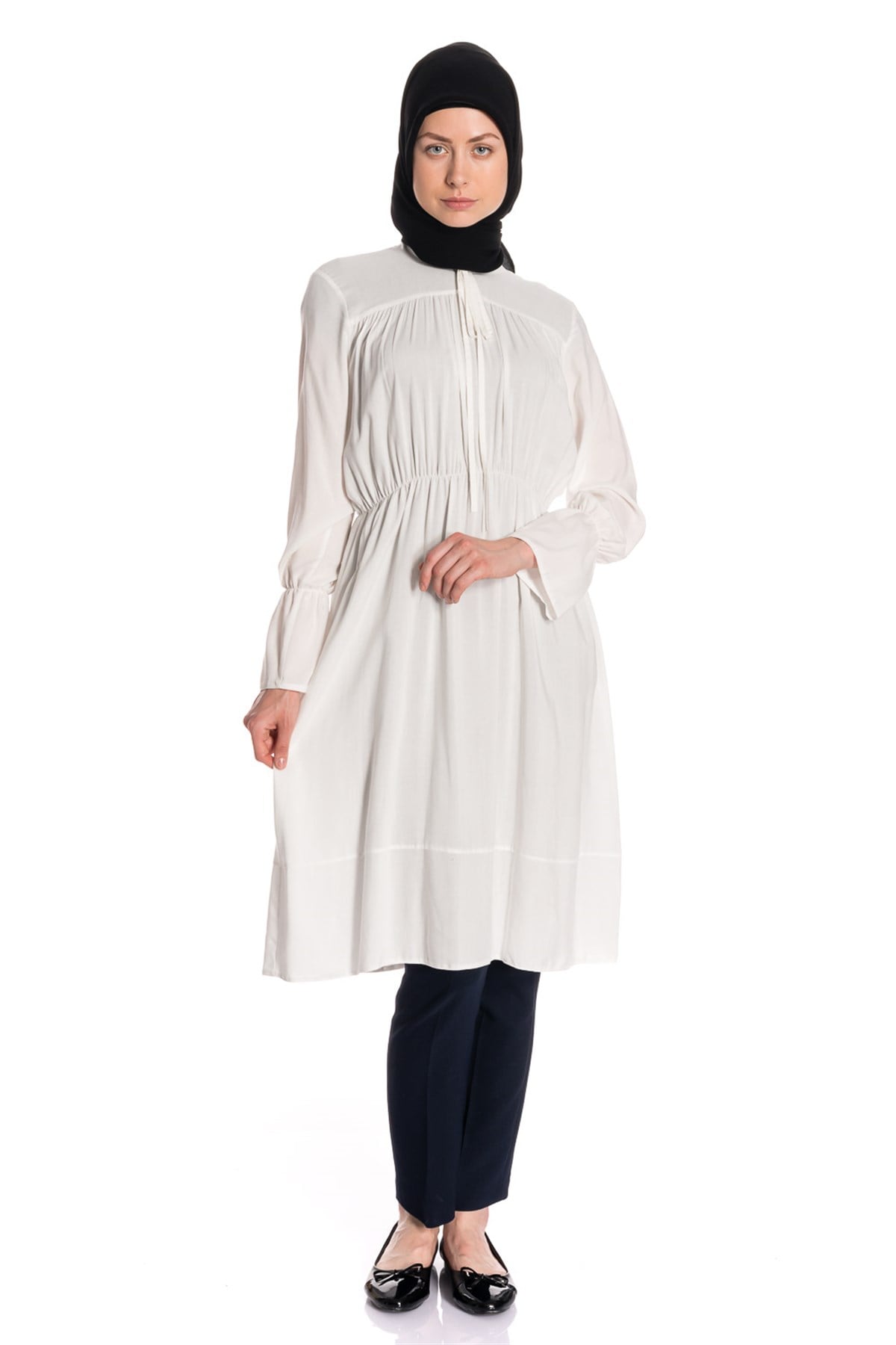 Gömlek Yaka Desenli Pudra Elbise Dresses