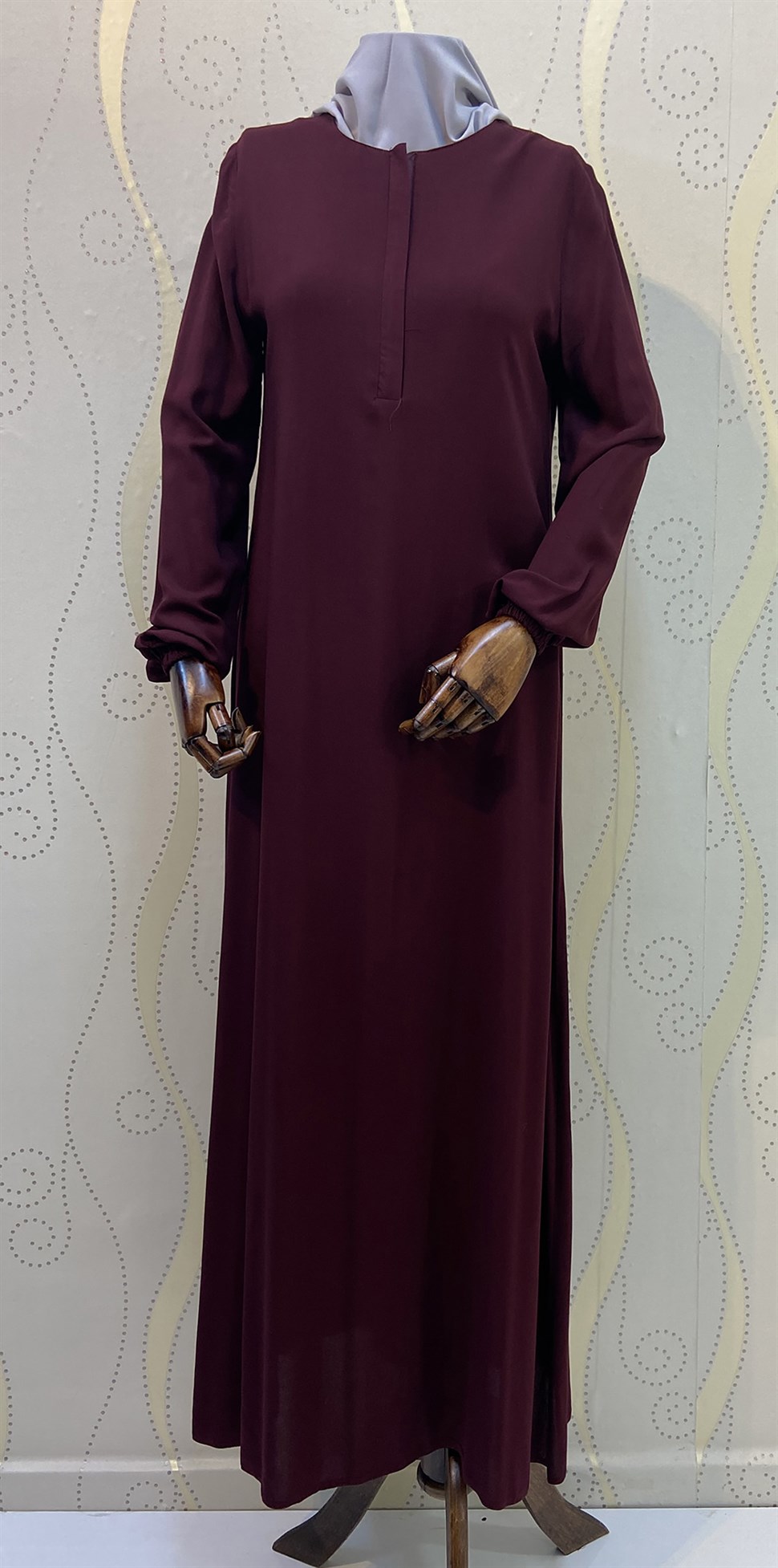 Can Elbise Viskon - Bordo Elbise