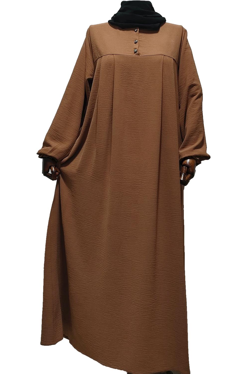 Fermuarlı Büzgülü Haki Elbise Elbise