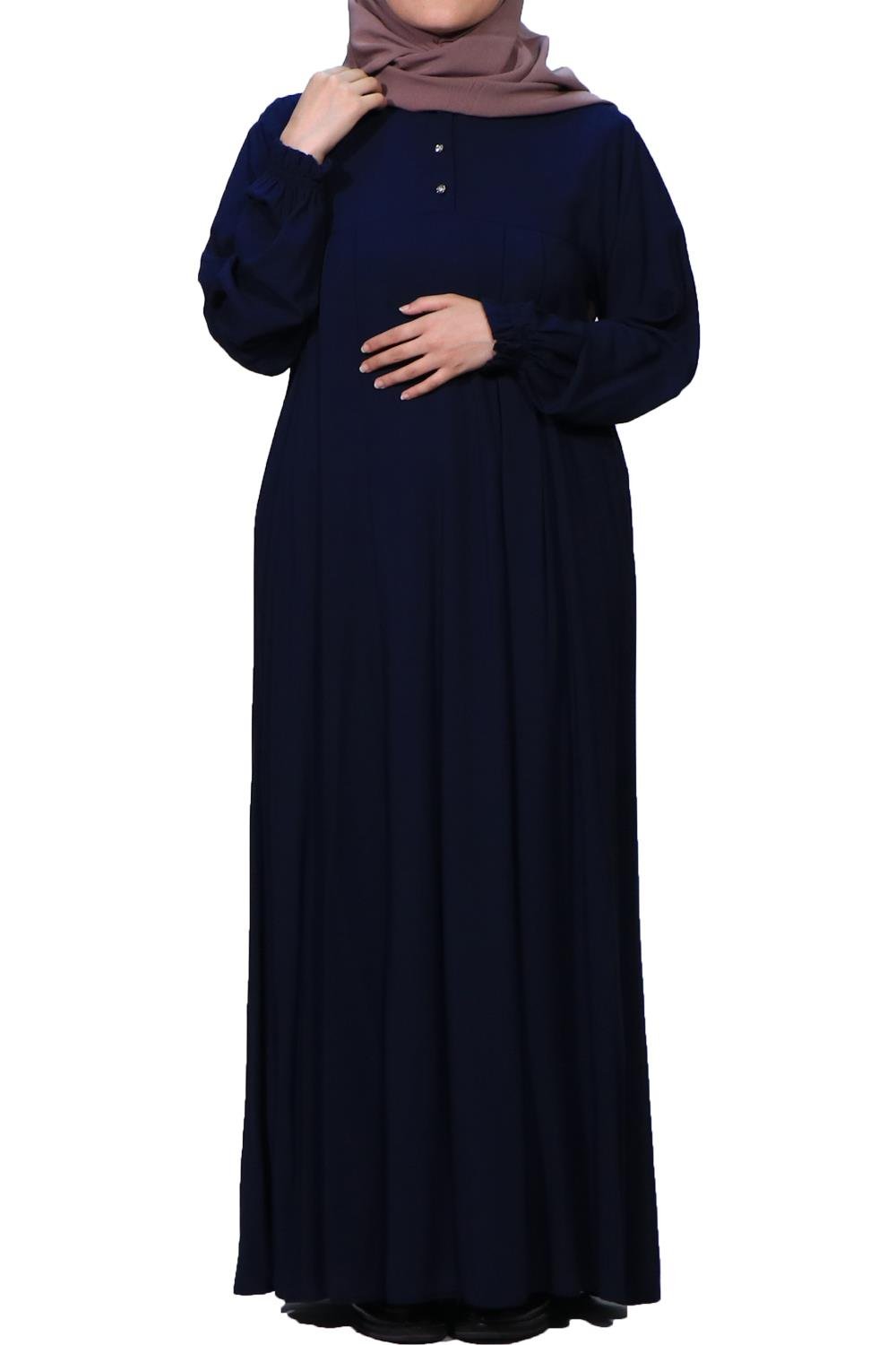 Robalı Dantelli Lacivert Elbise Elbise