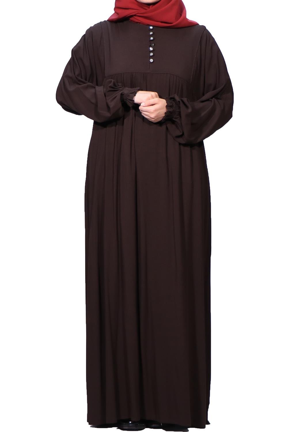 HİNT ROBA VİSKON ELBİSE  - KAHVE Elbise