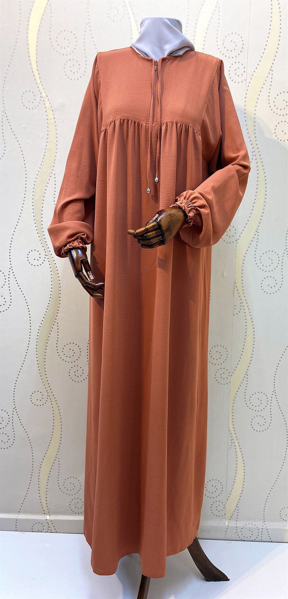 Kloş Şeritli Mor Elbise 