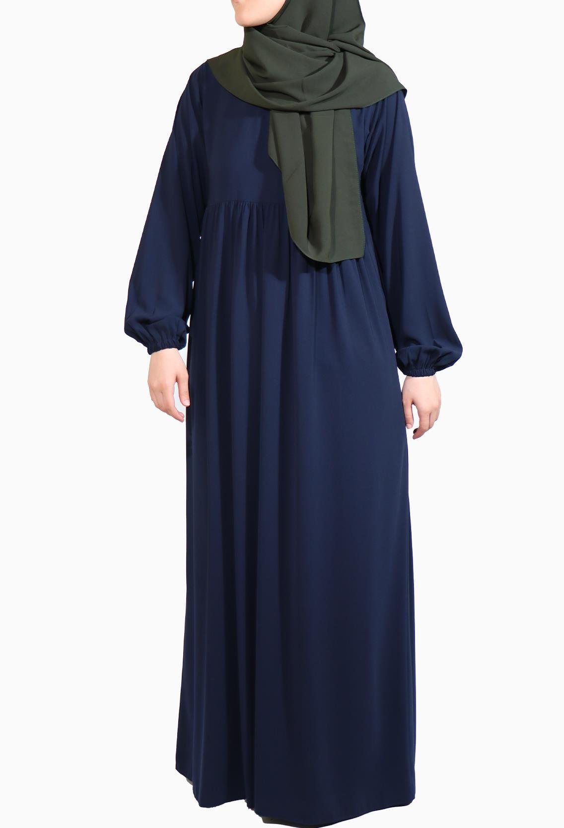 MEDİNE İPEĞİ DÜŞÜK ROBALI ELBİSE - LACİVERT Elbise