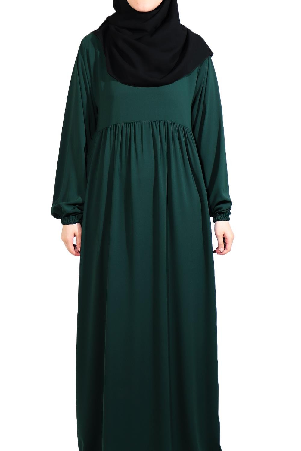 MEDİNE İPEĞİ DÜŞÜK ROBALI ELBİSE -ZÜMRÜT Elbise