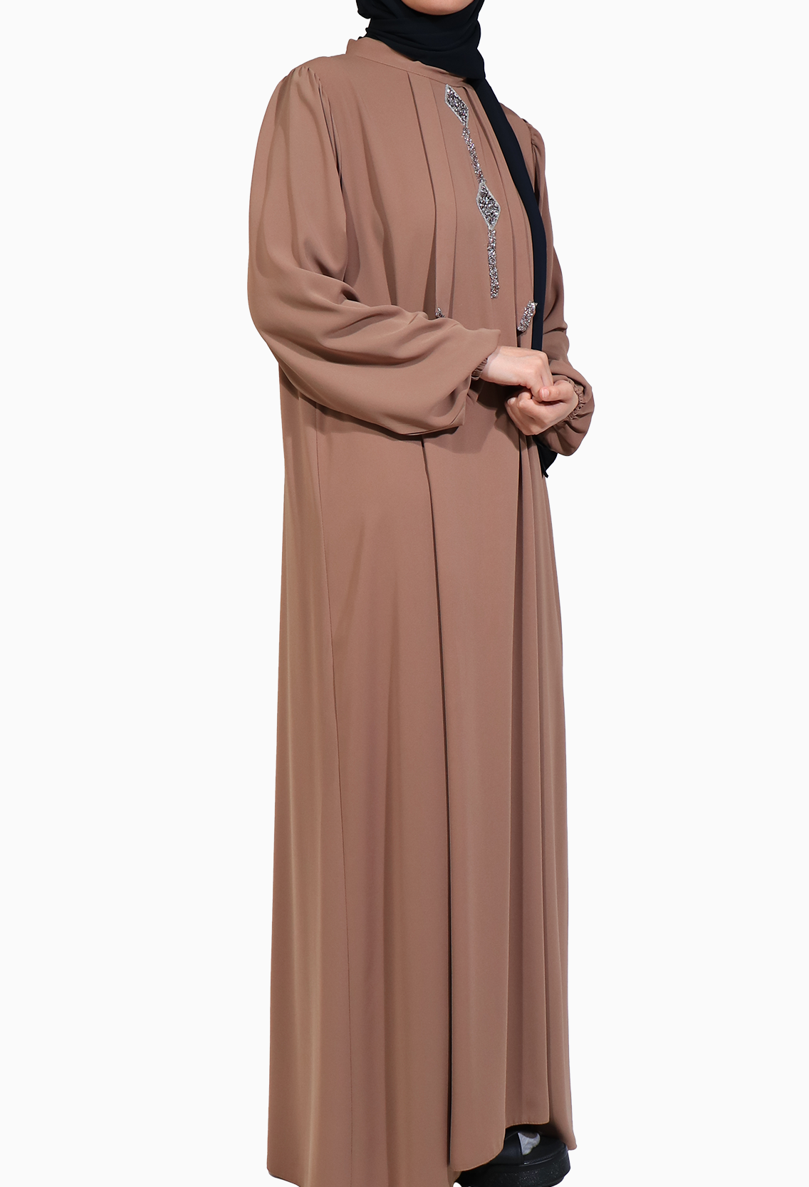 TAŞLI ÇAN ELBİSE MEDİNE İPEĞİ- SOMON  Elbise