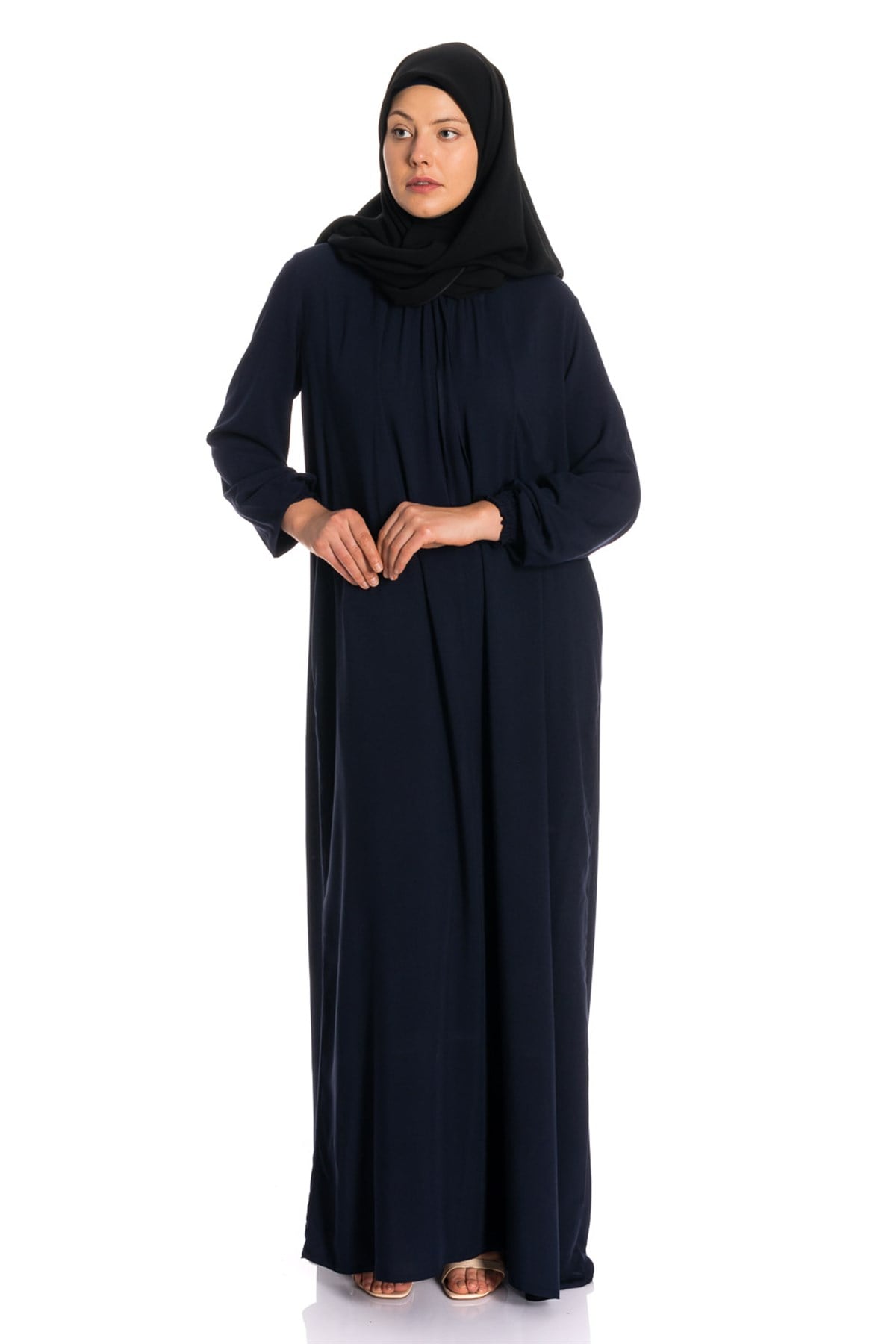 Yakası Büzgülü Salaş Elbise Dresses