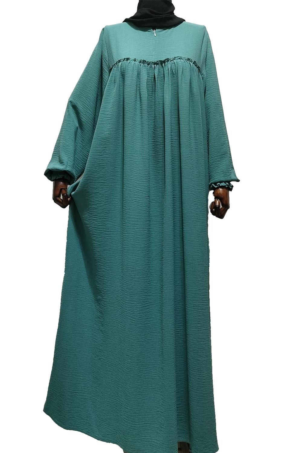 Yakası Büzgülü Salaş Elbise-Mürdüm-Aerobın  Elbise