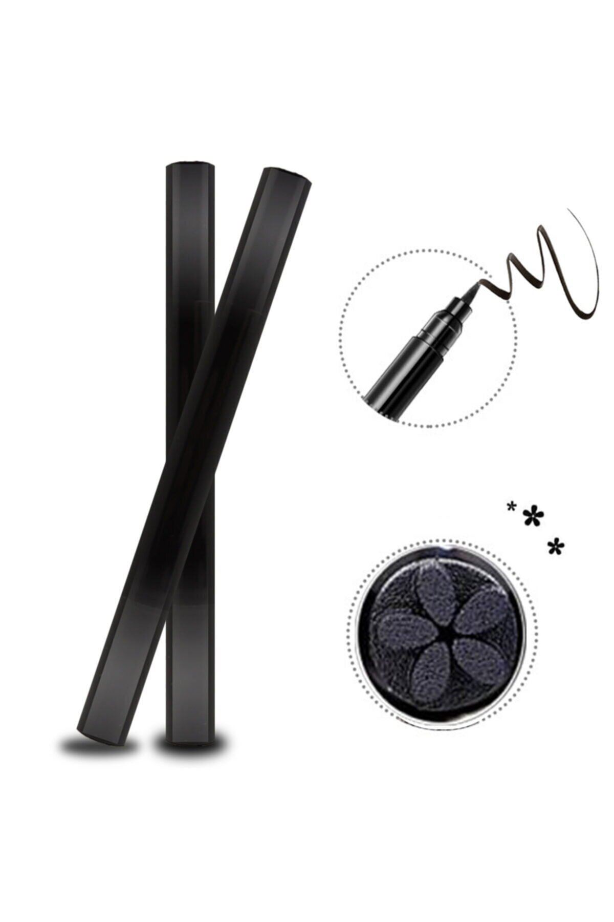 Çift Uçlu Çiçek Desenli Eyeliner