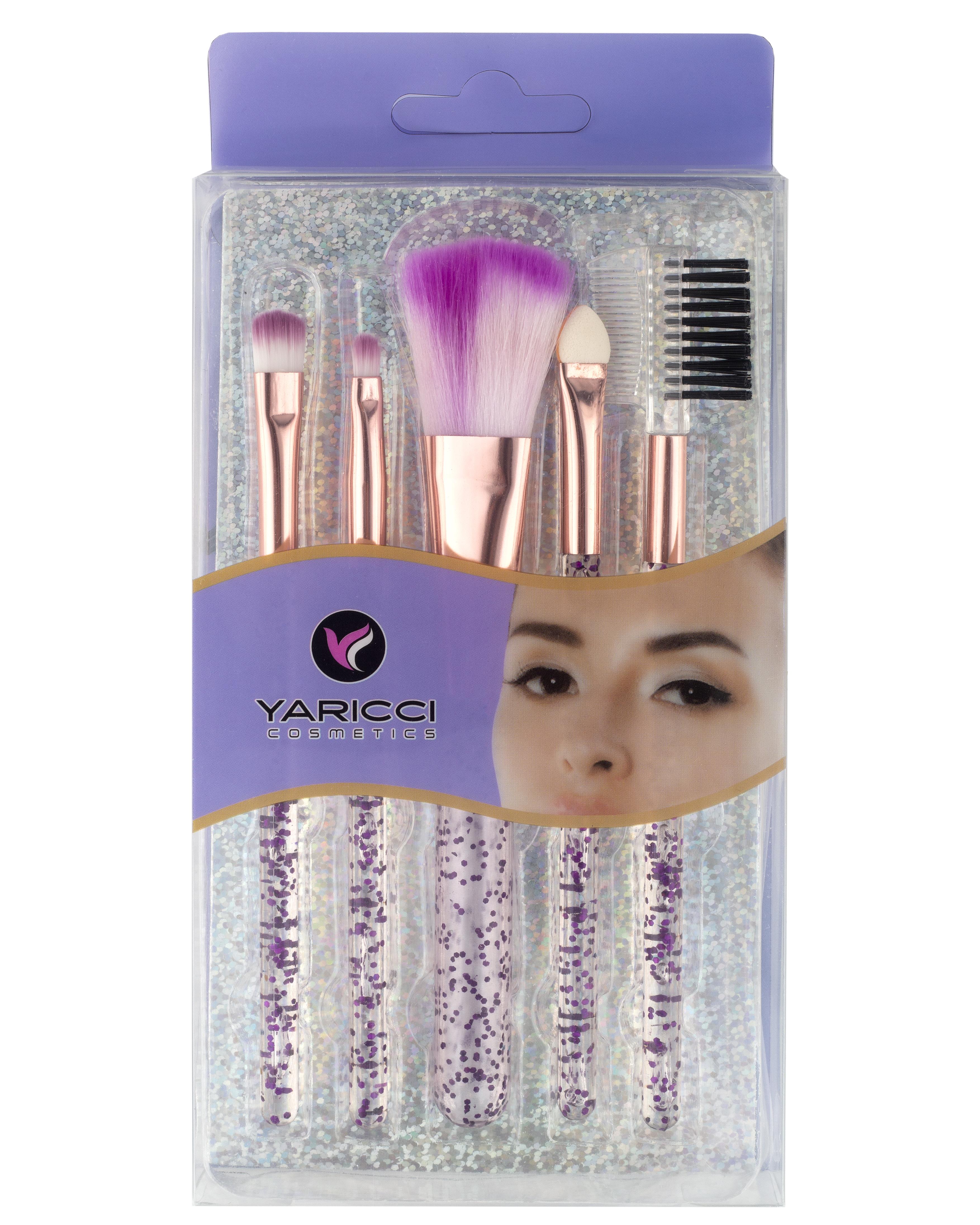 Kutulu Işıltılı 5 Adet Makyaj Fırça Seti Lila