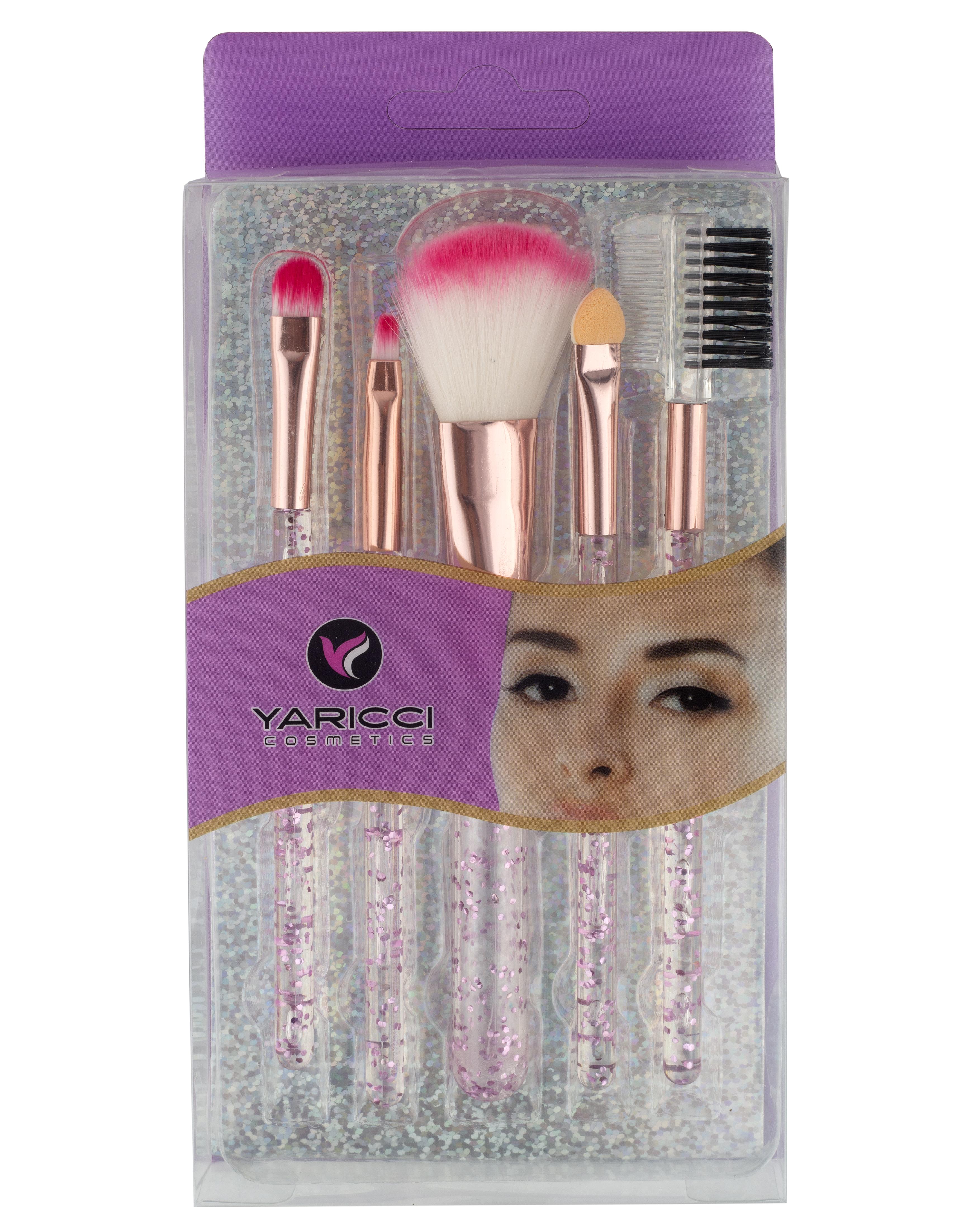 Kutulu Işıltılı 5 Adet Makyaj Fırça Seti Pembe