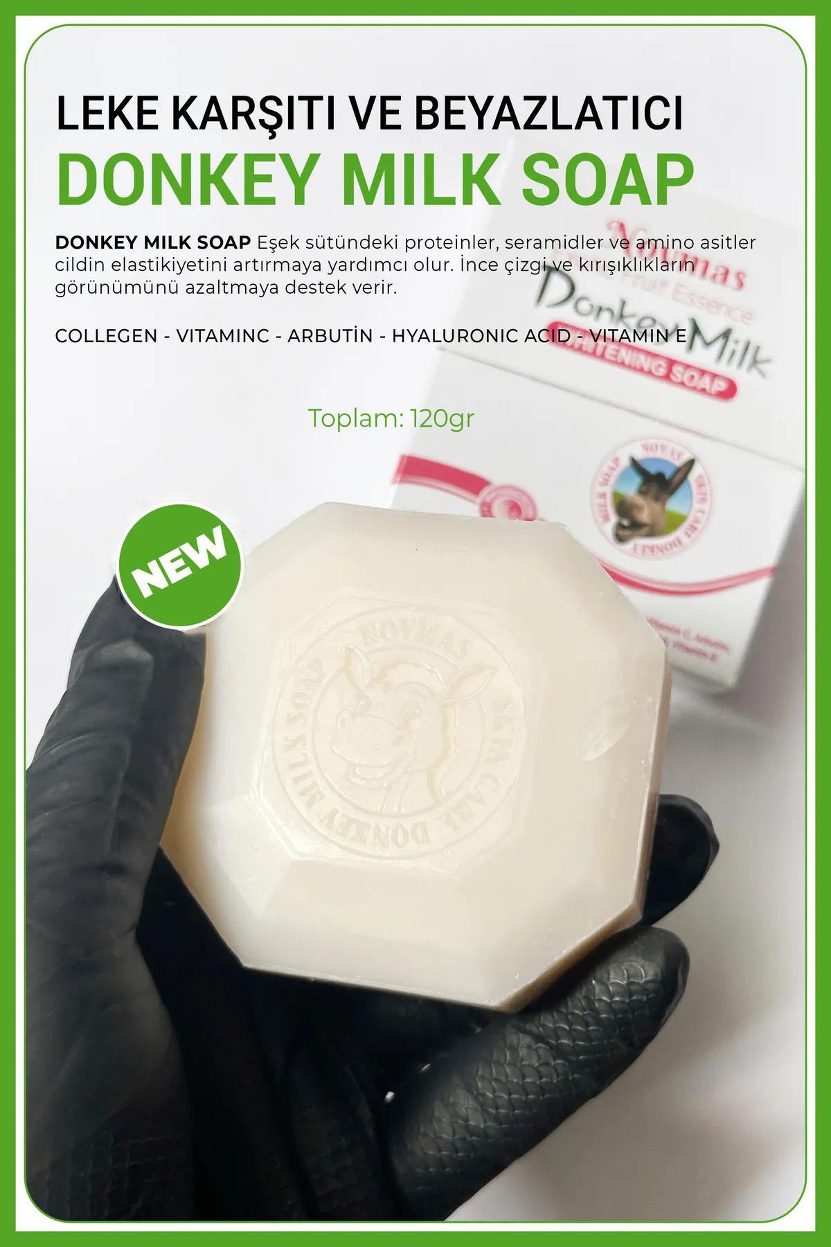 NOVMAS Donkey Milk Soap Sabun 120gr - Leke Karşıtı Ve Beyazlatıcılı Eşek Sütü Sabun 120gr