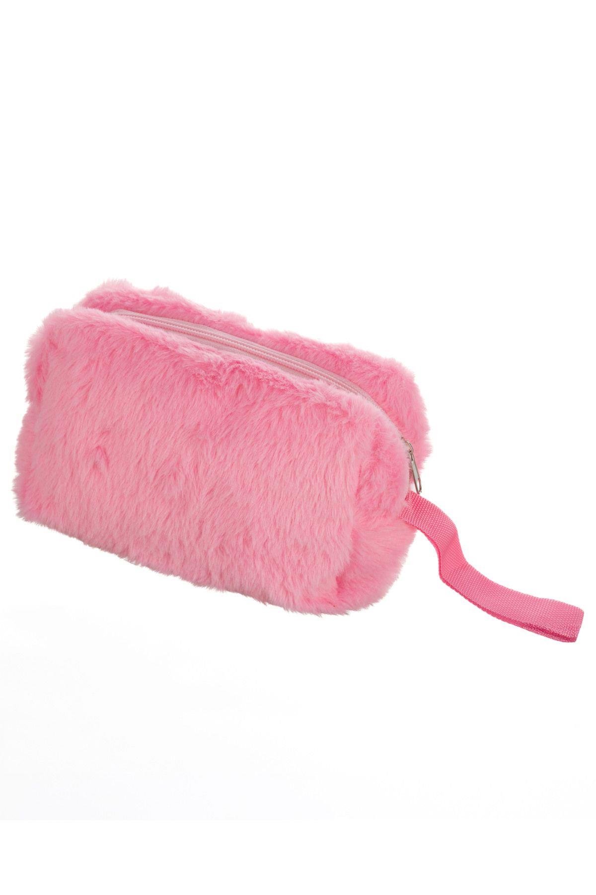 Peluş Makyaj Çantası Pembe