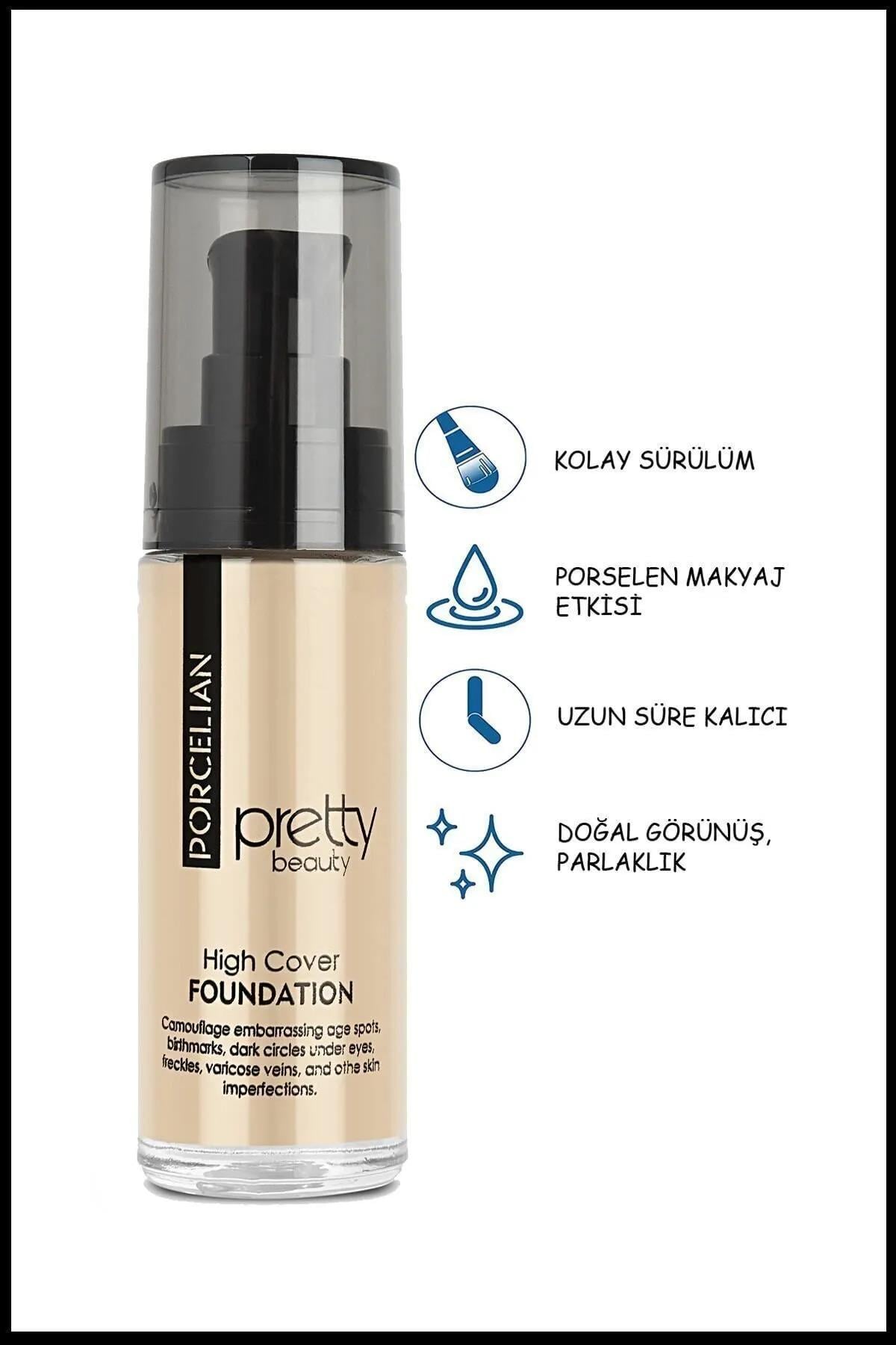 Pretty Beauty High Cover Yüksek Kapatıcı Etkili Porselen Fondöten No:1